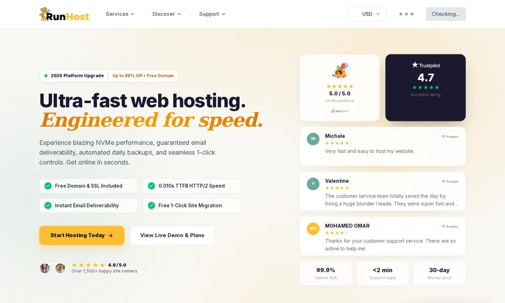 RunHost website preview